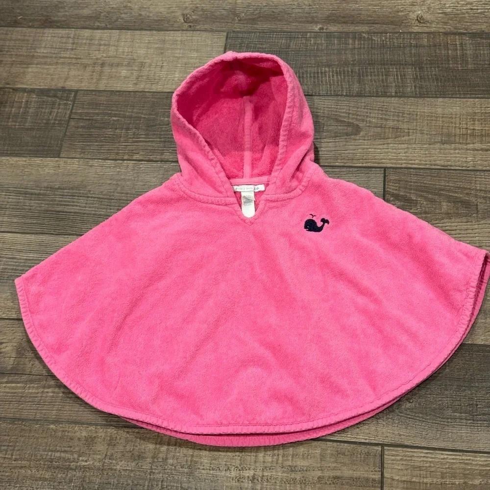 Pottery Barn Kids Baby Girl Pink Terry Hooded Whale Beach Swim Cover up 6-12 M